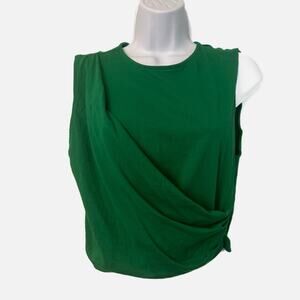 Zara Cap Sleeve Green Ruched Sleeveless T-shirt Women’s Small